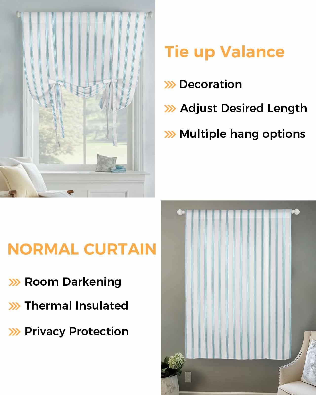 Amazon.com: Yukro Stripe Tie Up Curtains Window Shades, White and